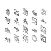 mars planet space astronomy isometric icons set vector