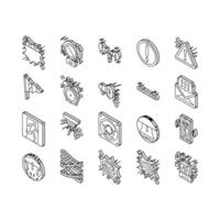 alert attention signal caution isometric icons set vector