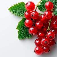 AI generated Red currant berry on a white isolated background - AI generated image photo
