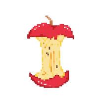 Apple core fruit trash or garbage junk. Pixel bit retro game styled vector illustration drawing. Simple flat cartoon drawing.