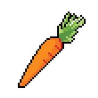 Orange carrot vegetable. Pixel bit retro game styled vector illustration drawing. Simple flat cartoon vitamin A source drawing.