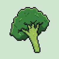 Broccoli green vegetable. Pixel bit retro game styled vector illustration drawing. Simple flat cartoon drawing isolated on square background.