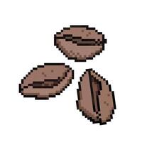 Three pieces of coffee beans. Pixel bit retro game styled vector illustration drawing. Simple flat cartoon drawing isolated on square white background.