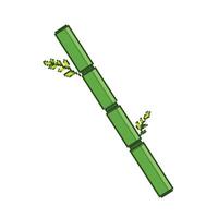 Green bamboo with leaves. Panda bear's food. Pixel bit retro game styled vector illustration drawing. Simple flat cartoon art styled game element drawing.