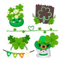 Hand draw cute St.Patrick's Day elements isolated on white background. Vector illustration.