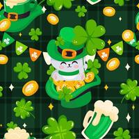 Seamless pattern St.Patrick's Day elements. Vector illustration.