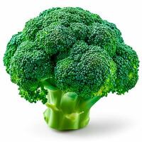 AI generated Fresh broccoli, eco products, ripe vegetables on a white isolated background - AI generated image photo