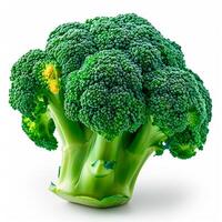 AI generated Fresh broccoli, eco products, ripe vegetables on a white isolated background - AI generated image photo