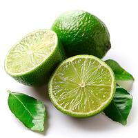 AI generated Citrus fruit, lime on white isolated background - AI generated image photo