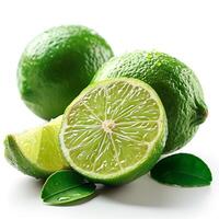 AI generated Citrus fruit, lime on white isolated background - AI generated image photo