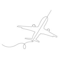 Continuous One line drawing of passenger airplane drawing art and illustration vector design