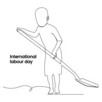 Continuous single line drawing labor day concept one  line draw design vector art illustration