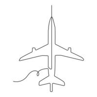 continuo uno línea dibujo de pasajero avión dibujo Arte y ilustración vector diseño