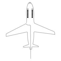 Continuous One line drawing of passenger airplane drawing art and illustration vector design