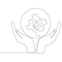 One line art vector of autism awareness Concept art and autism day design and illustration