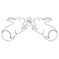 contento Pascua de Resurrección lunes soltero línea Arte y uno línea conejos dibujo Arte vector