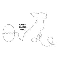 Happy easter Monday single line art and one line rabbits drawing art vector