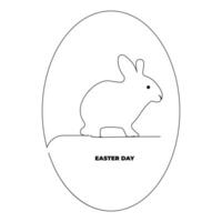 Happy easter Monday single line art and one line rabbits drawing art vector