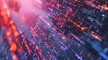 AI generated Futuristic data stream visualization. AI generated. photo