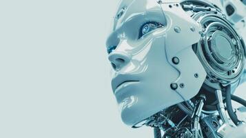 AI generated Futuristic robotic face. Copy space. AI Generated. photo
