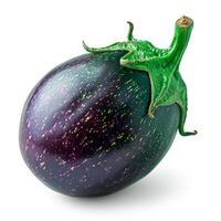 AI generated Ripe fresh eggplants, isolated white background - AI generated image photo