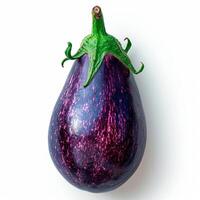 AI generated Ripe fresh eggplants, isolated white background - AI generated image photo