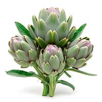 AI generated Green French artichoke, white isolated background - AI generated image photo