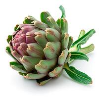 AI generated Green French artichoke, white isolated background - AI generated image photo