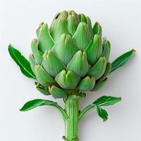 AI generated Green French artichoke, white isolated background - AI generated image photo