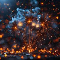 Colorful firework with bokeh background. New Year celebration photo