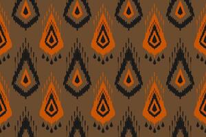 Motif ethnic pattern art. Ikat seamless pattern traditional. American, Mexican style. Brown background. vector