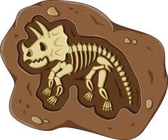 Fossil dinosaur skeleton in brown mud vector