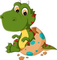 Cartoon baby Allosaurus hatching from egg vector