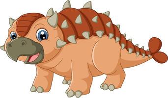 Cartoon ankylosaurus on white background vector