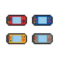 Cute pixel cartoon 8bit character game pad  gadget retro colorful cartoon controller gaming vector for decoration 8 bit decor isolated game vector.