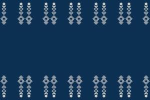 Traditional ethnic motifs ikat geometric fabric pattern cross stitch.Ikat embroidery Ethnic oriental Pixel navy blue background. Abstract,vector,illustration. Texture,scarf,decoration,wallpaper. vector