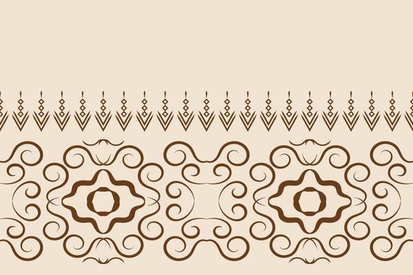 Traditional Ethnic ikat motif fabric pattern geometric style.African Ikat embroidery Ethnic oriental pattern brown cream background wallpaper. Abstract,vector,illustration.Texture,frame,decoration.