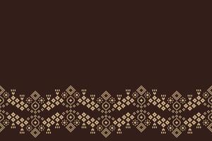 Traditional ethnic motifs ikat geometric fabric pattern cross stitch.Ikat embroidery Ethnic oriental Pixel brown background. Abstract,vector,illustration. Texture,scarf,decoration,wallpaper. vector