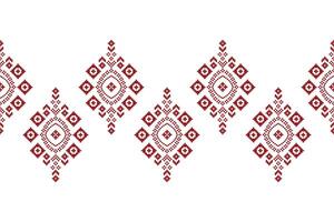 Traditional ethnic motifs ikat geometric fabric pattern cross stitch.Ikat embroidery Ethnic oriental Pixel white background.Abstract,vector,illustration. Texture,scarf,decoration,wallpaper. vector