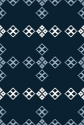 Traditional ethnic motifs ikat geometric fabric pattern cross stitch.Ikat embroidery Ethnic oriental Pixel navy blue background. Abstract,vector,illustration. Texture,scarf,decoration,wallpaper.