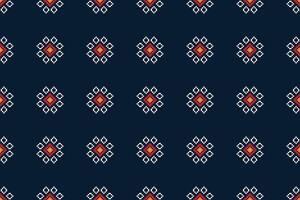 Traditional ethnic motifs ikat geometric fabric pattern cross stitch.Ikat embroidery Ethnic oriental Pixel navy blue background. Abstract,vector,illustration. Texture,scarf,decoration,wallpaper. vector