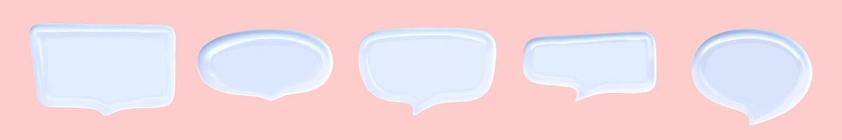 3d speech balloon set for text. Cloud for message talk. Speak dialog box. 3d vector render.