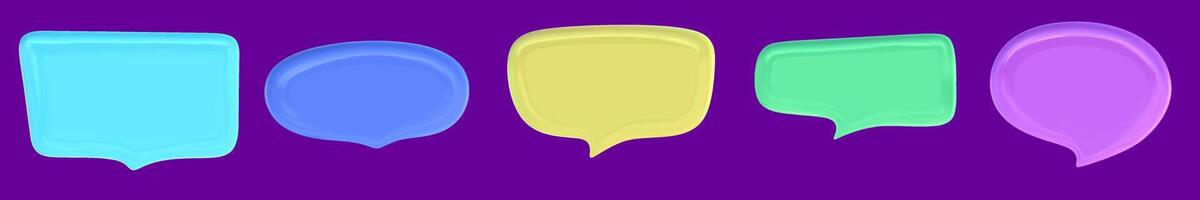 3d speech balloon set for text. Cloud for message talk. Speak dialog box. 3d vector render.