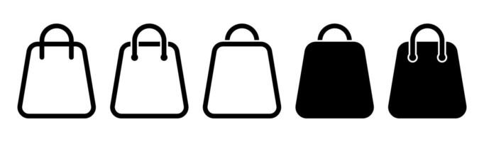 black shopping bag icon vector