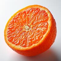 AI generated Oranges close-up, cutaway tropical fruit, isolated white background - AI generated image photo