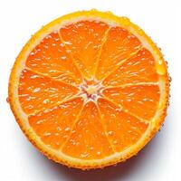 AI generated Oranges close-up, cutaway tropical fruit, isolated white background - AI generated image photo