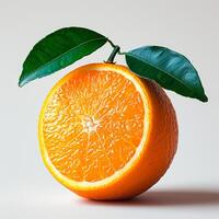 AI generated Oranges close-up, cutaway tropical fruit, isolated white background - AI generated image photo