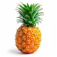 AI generated Ripe fresh pineapple, dietary fruit, isolated white background - AI generated image photo