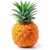 AI generated Ripe fresh pineapple, dietary fruit, isolated white background - AI generated image photo