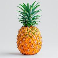 AI generated Ripe fresh pineapple, dietary fruit, isolated white background - AI generated image photo